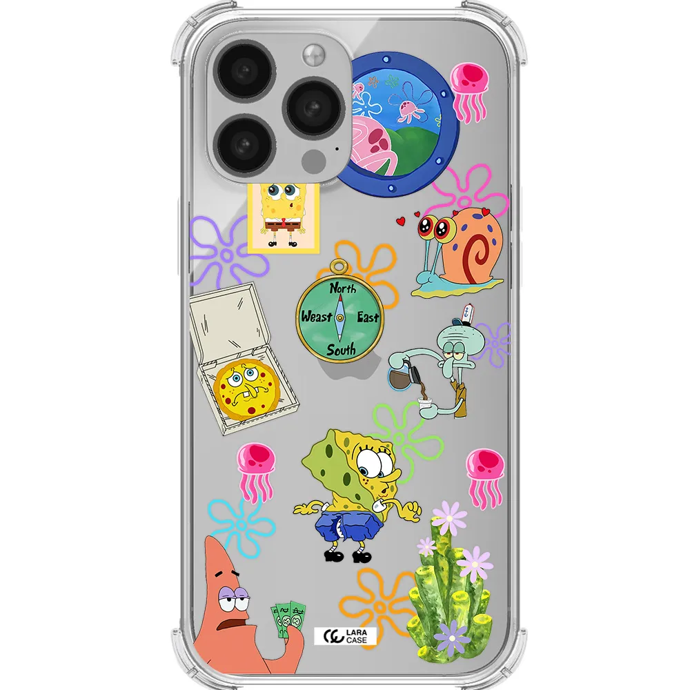 a collection of cartoon characters Apple iPhone 13 Pro Clear PC Case