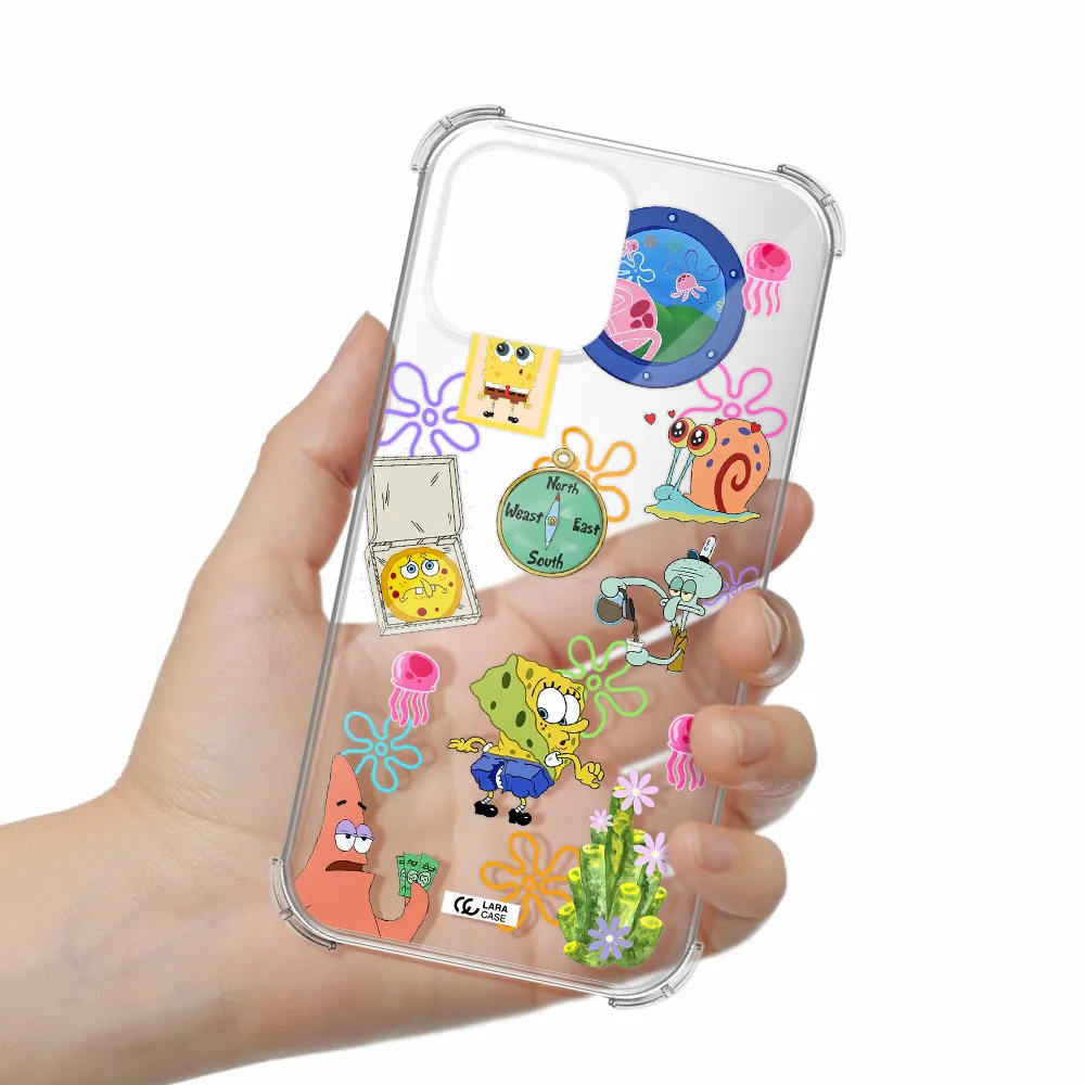 a collection of cartoon characters Apple iPhone 13 Pro Clear PC Case