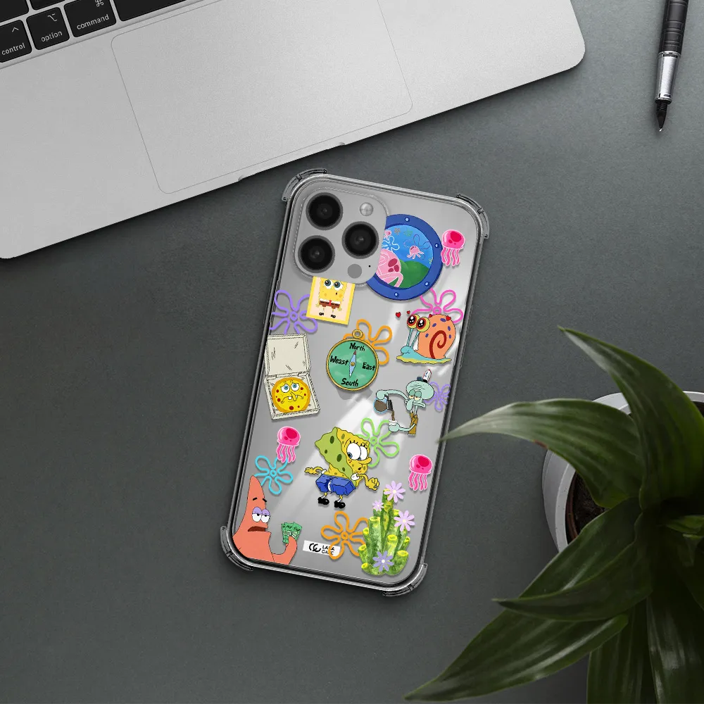 a collection of cartoon characters Apple iPhone 13 Pro Clear PC Case