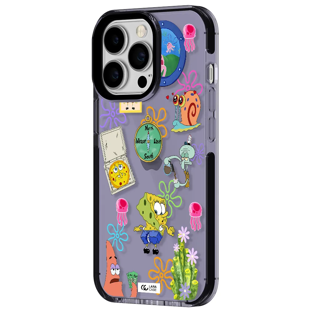 a collection of cartoon characters Apple iPhone 13 Pro impact Lilac Case
