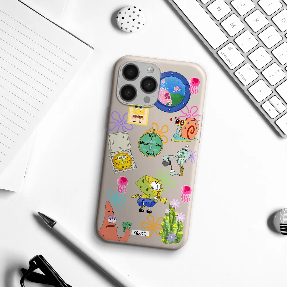 a collection of cartoon characters Apple iPhone 13 Pro Max Silicone Stone Case