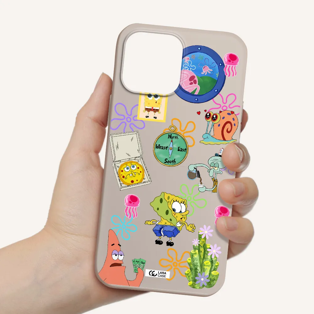 a collection of cartoon characters Apple iPhone 13 Pro Silicone Stone Case
