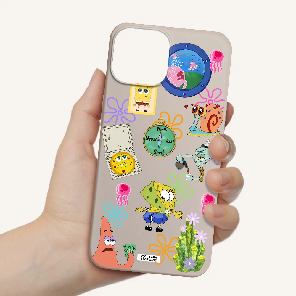 a collection of cartoon characters Apple iPhone 13 Silicone Stone Case