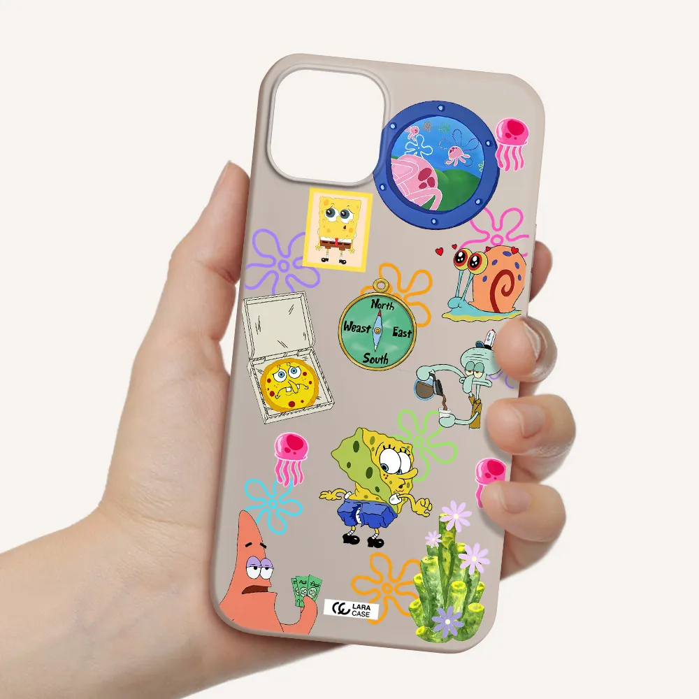 a collection of cartoon characters Apple iPhone 14 plus Silicone Stone Case