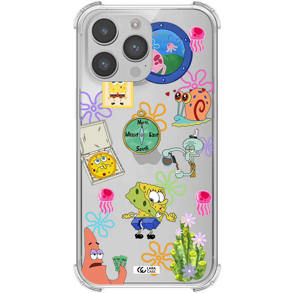 a collection of cartoon characters Apple iPhone 14 pro max Clear PC Case