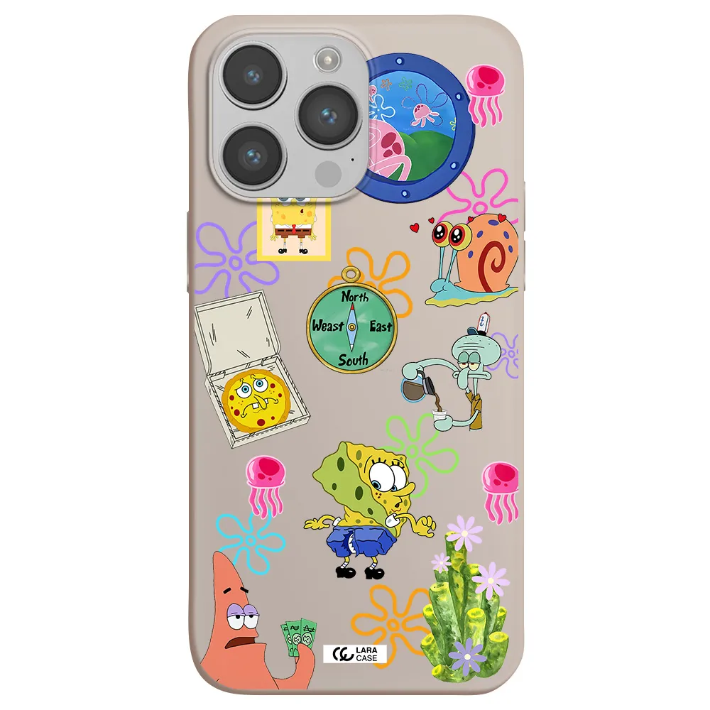a collection of cartoon characters Apple iPhone 14 pro max Silicone Stone Case