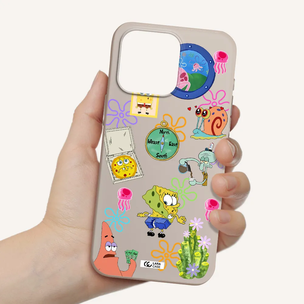 a collection of cartoon characters Apple Iphone 15 Pro max Silicone Stone Case
