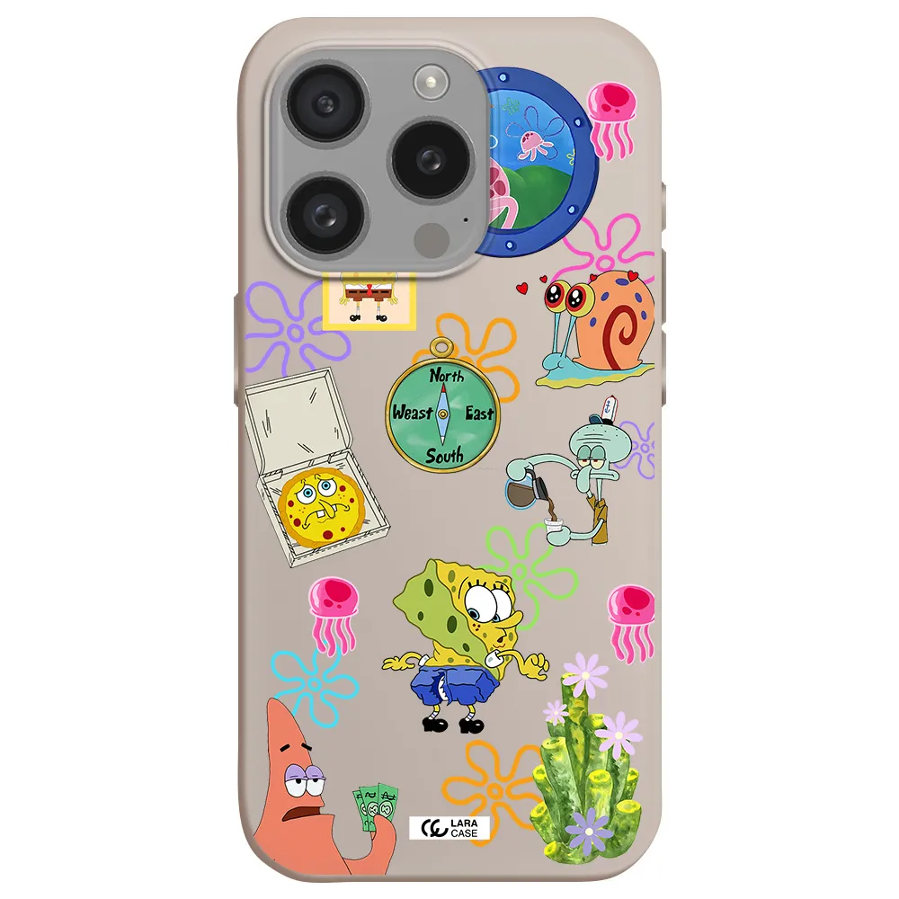 A Collection Of Cartoon Characters Apple Iphone 15 Pro Silicone Stone Case