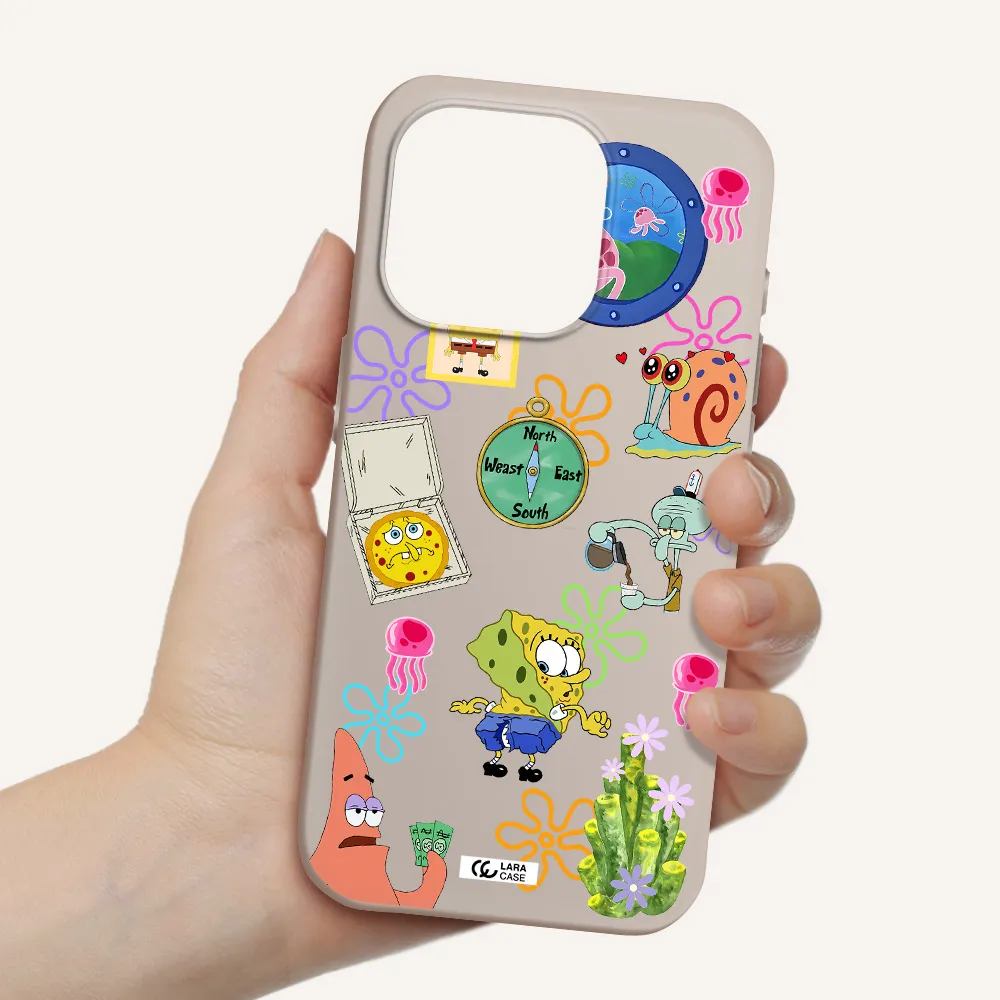 A Collection Of Cartoon Characters Apple Iphone 15 Pro Silicone Stone Case