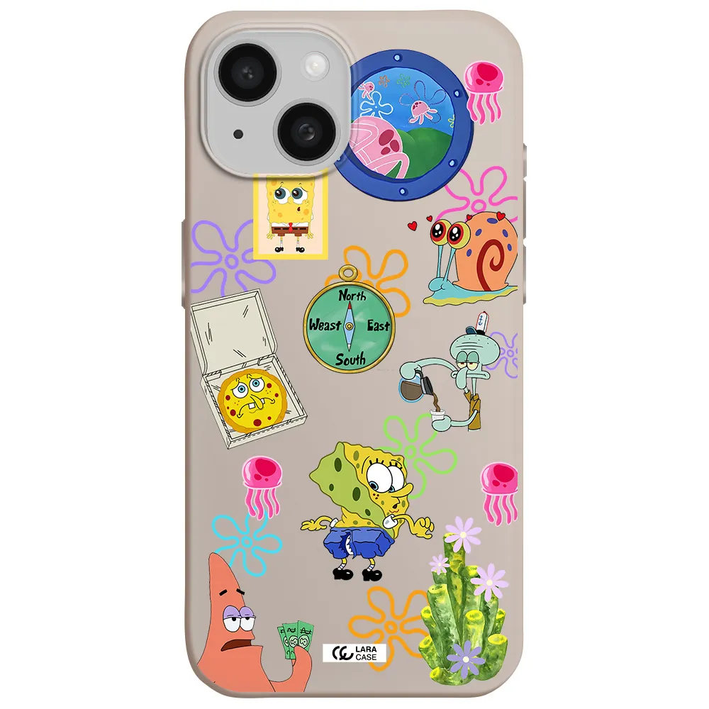 a collection of cartoon characters Apple iPhone 15 Silicone Stone Case