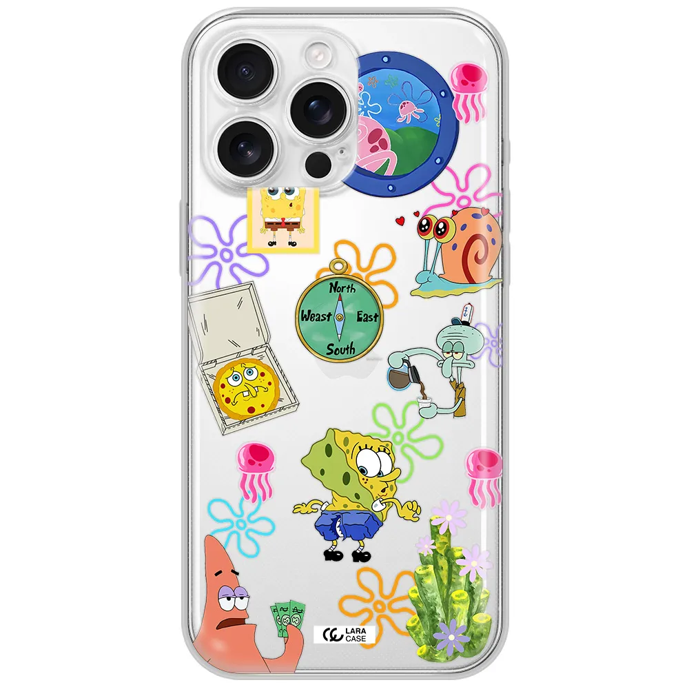 A Collection Of Cartoon Characters Apple Iphone 16 Pro Max Clear Tpu Case