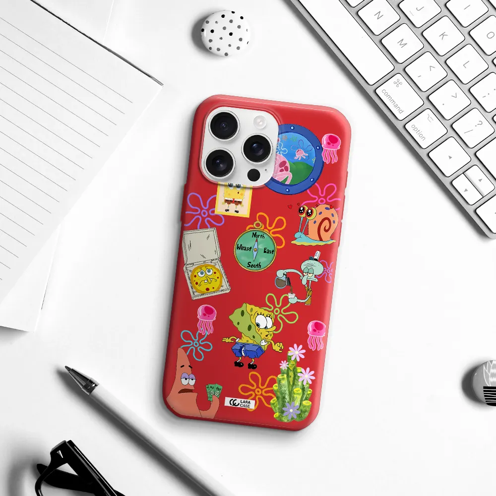A Collection Of Cartoon Characters Apple Iphone 16 Pro Max Silicone Stone Case