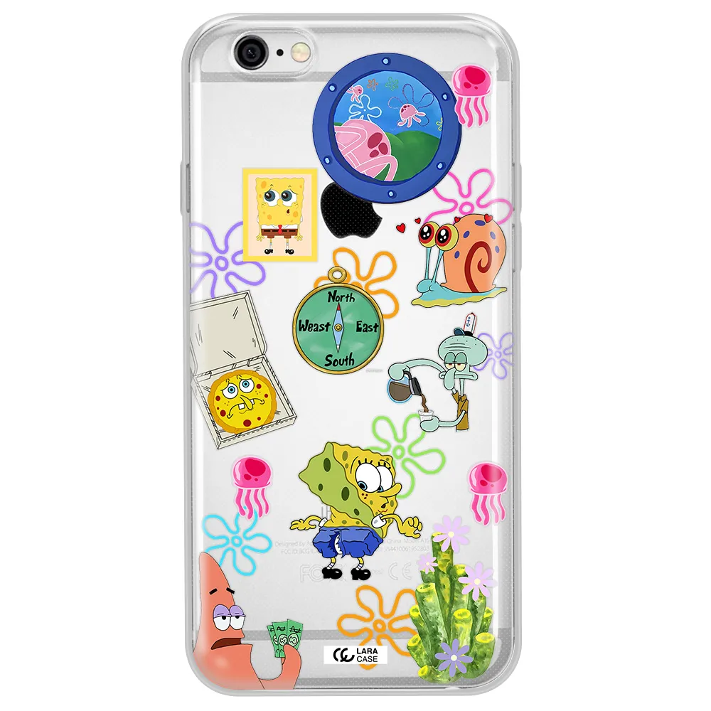 a collection of cartoon characters Apple iPhone 6 Clear TPU Case