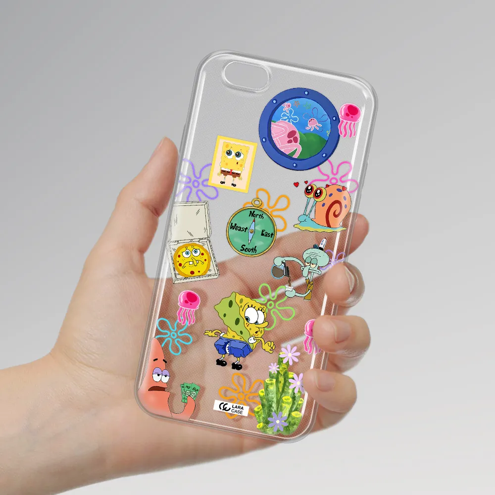 a collection of cartoon characters Apple iPhone 6 Clear TPU Case