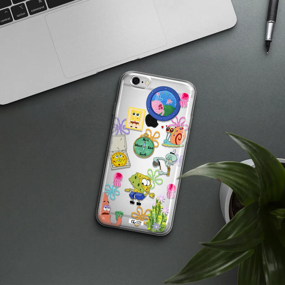 a collection of cartoon characters Apple iPhone 6 Clear TPU Case