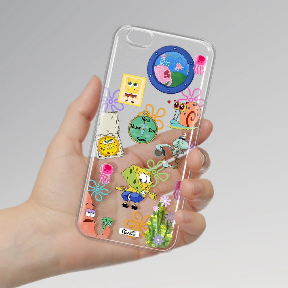 a collection of cartoon characters Apple iPhone 6 s plus Clear TPU Case