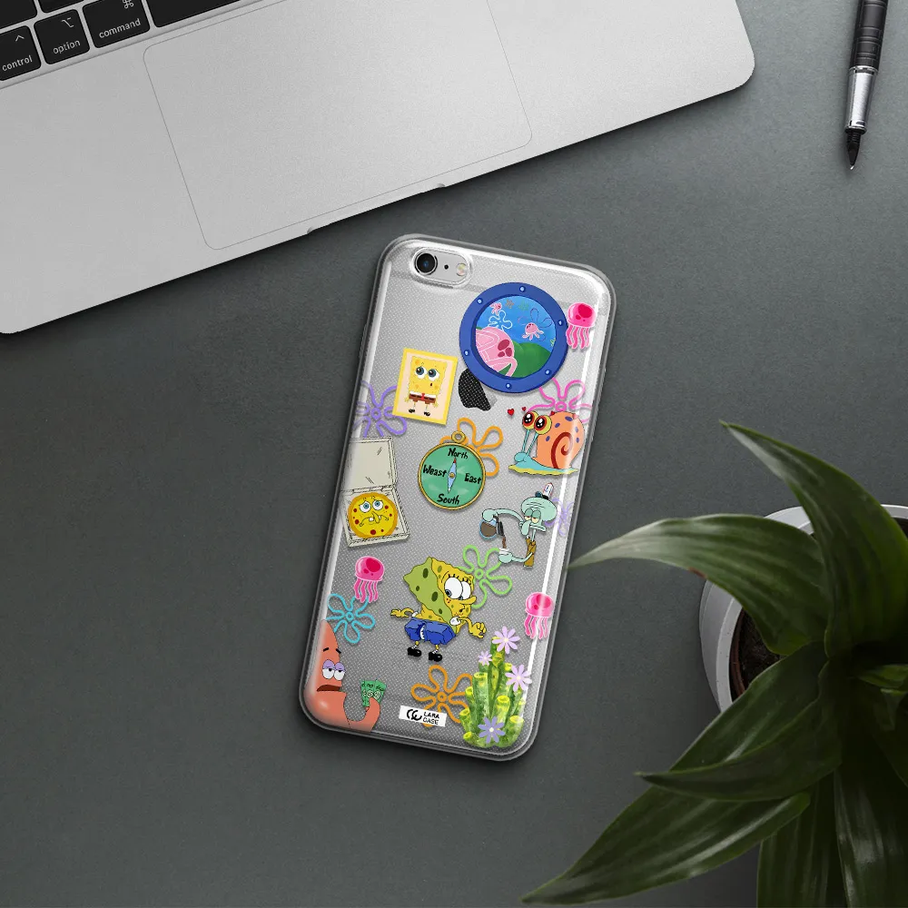 a collection of cartoon characters Apple iPhone 6 s plus Clear TPU Case