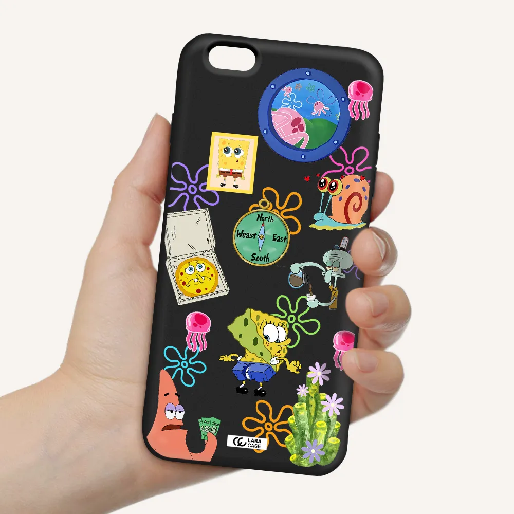 a collection of cartoon characters Apple iPhone 6 s plus Silicone black Case