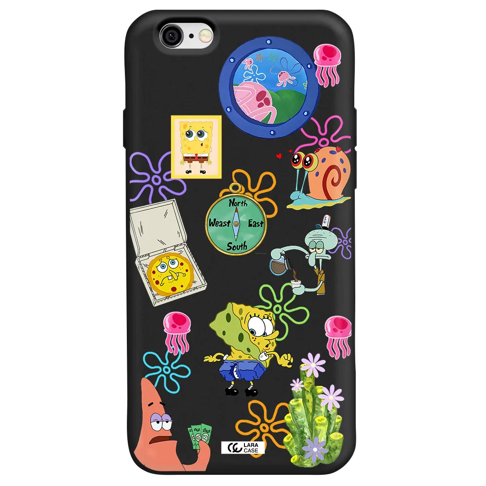 a collection of cartoon characters Apple iPhone 6 Silicone black Case
