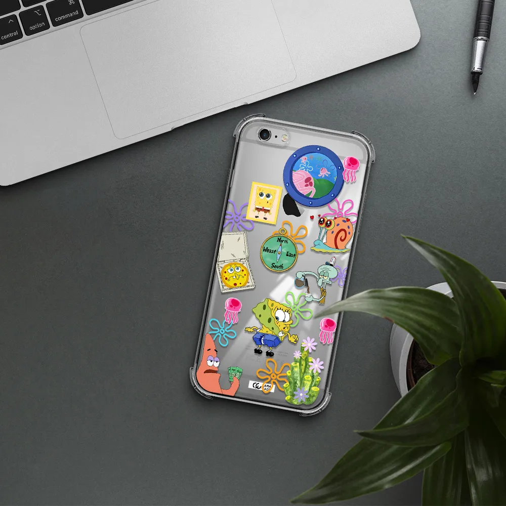 a collection of cartoon characters Apple iPhone 6S Clear PC Case