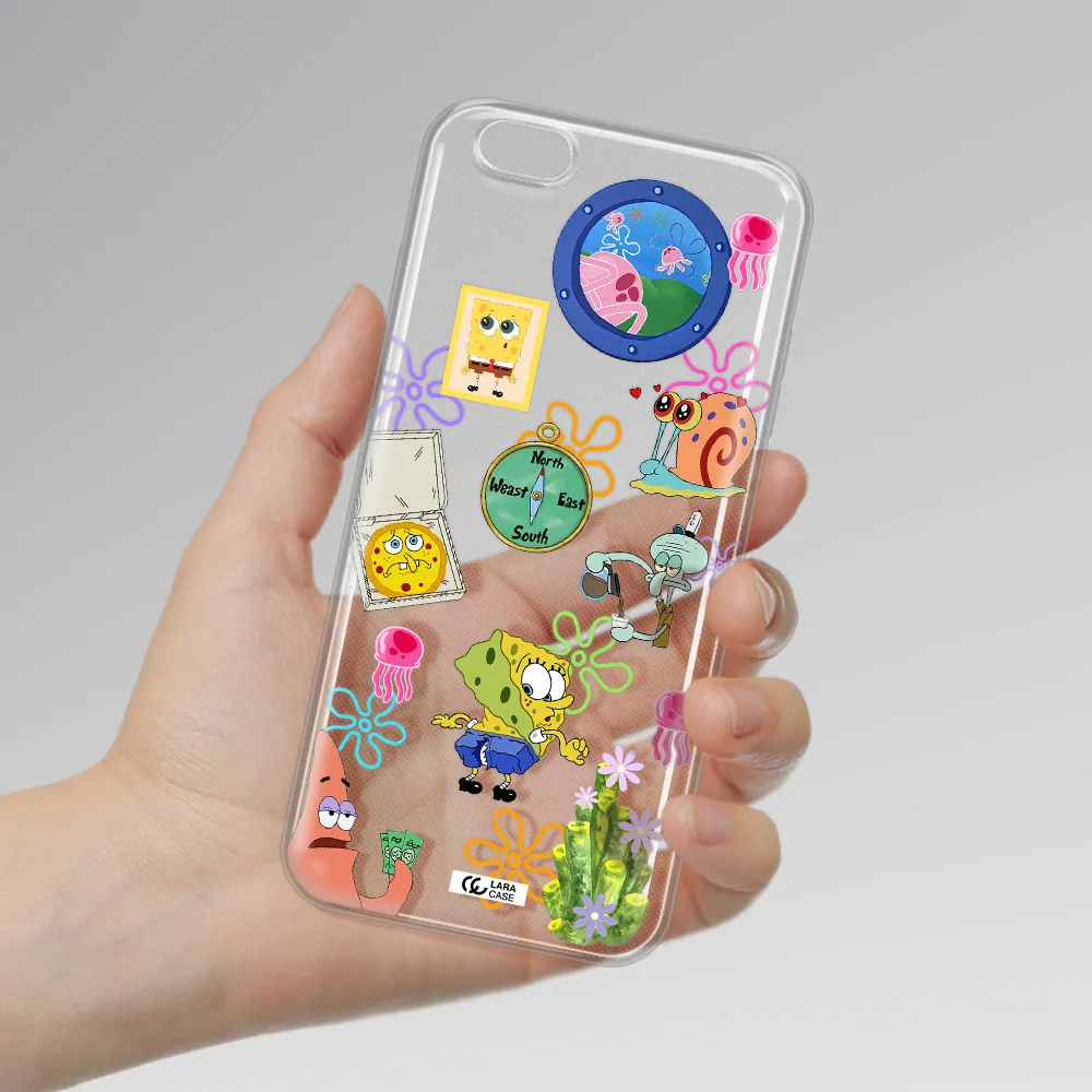 a collection of cartoon characters Apple iPhone 6S Clear TPU Case