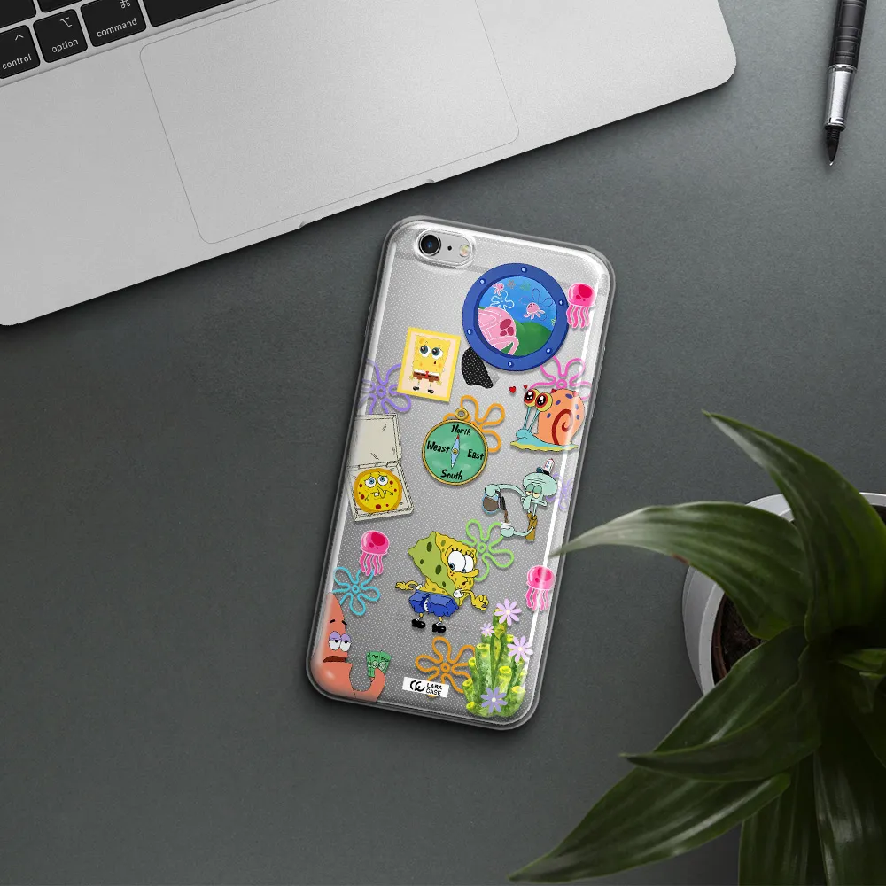a collection of cartoon characters Apple iPhone 6S Clear TPU Case