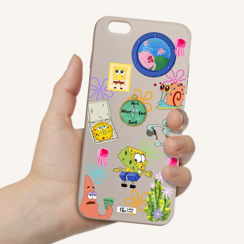 a collection of cartoon characters Apple iPhone 6S Silicone Stone Case