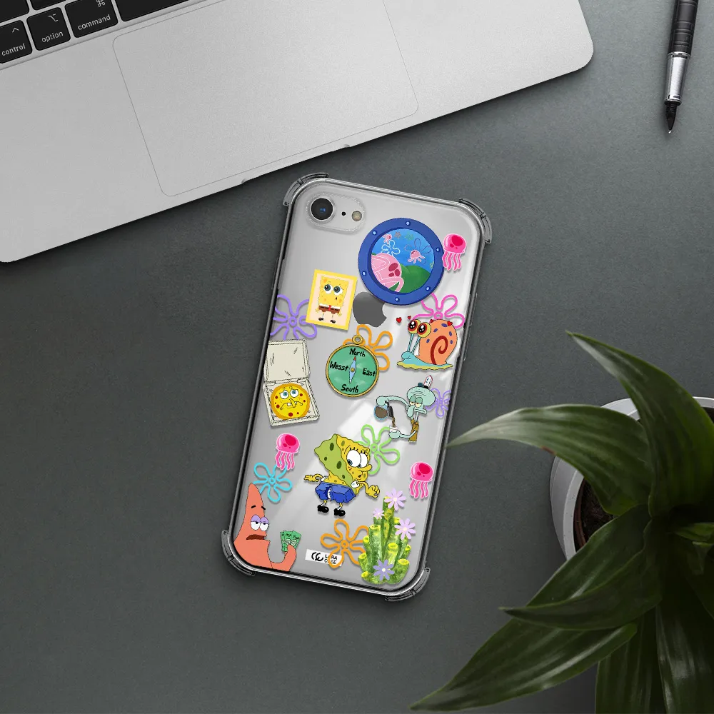 a collection of cartoon characters Apple iPhone 7 Clear PC Case