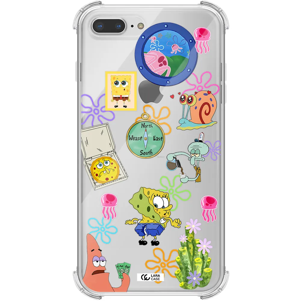 a collection of cartoon characters Apple iPhone 7 plus Clear PC Case