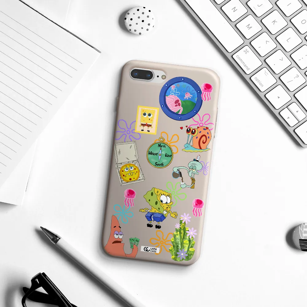 a collection of cartoon characters Apple iPhone 7 plus Silicone Stone Case