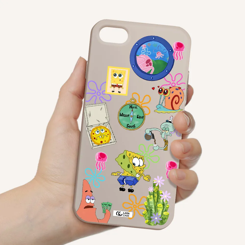 a collection of cartoon characters Apple iPhone 8 Silicone Stone Case