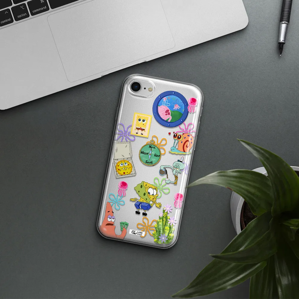 A Collection Of Cartoon Characters Apple Iphone Se 2020 Clear Tpu Case