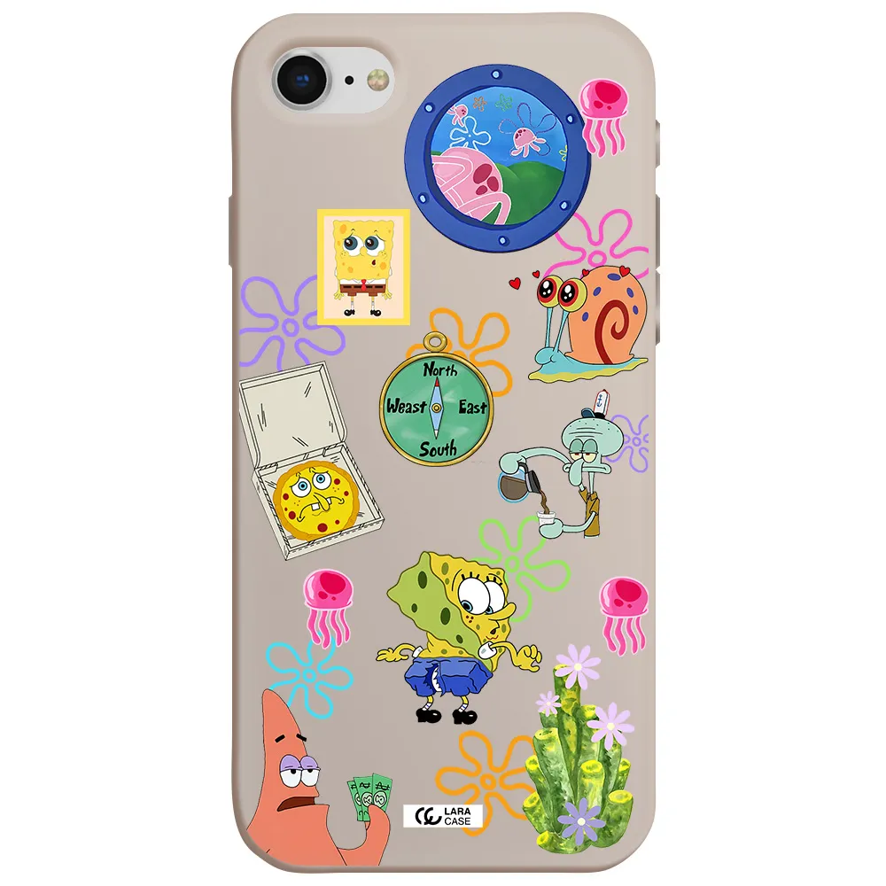 a collection of cartoon characters Apple iPhone se 2020 Silicone Stone Case