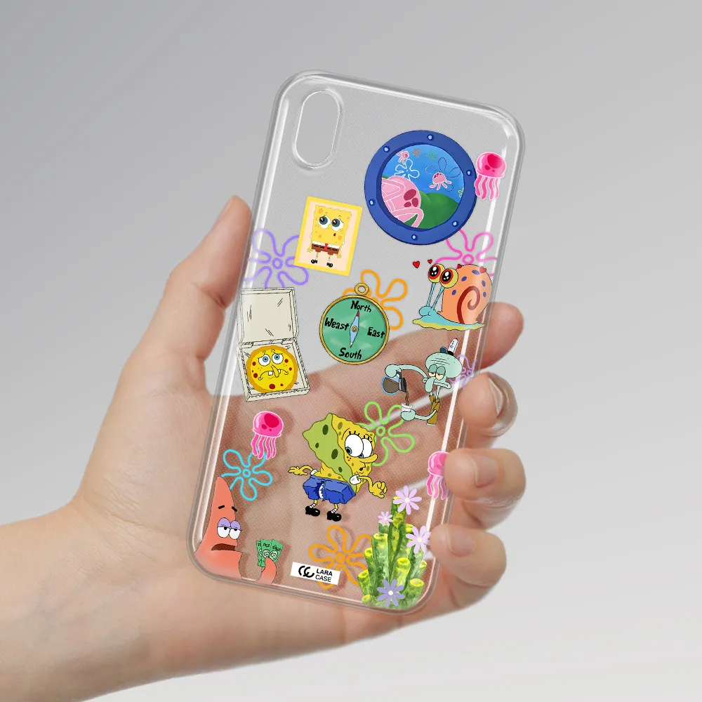 a collection of cartoon characters Huawei Honor 8S Clear TPU Case