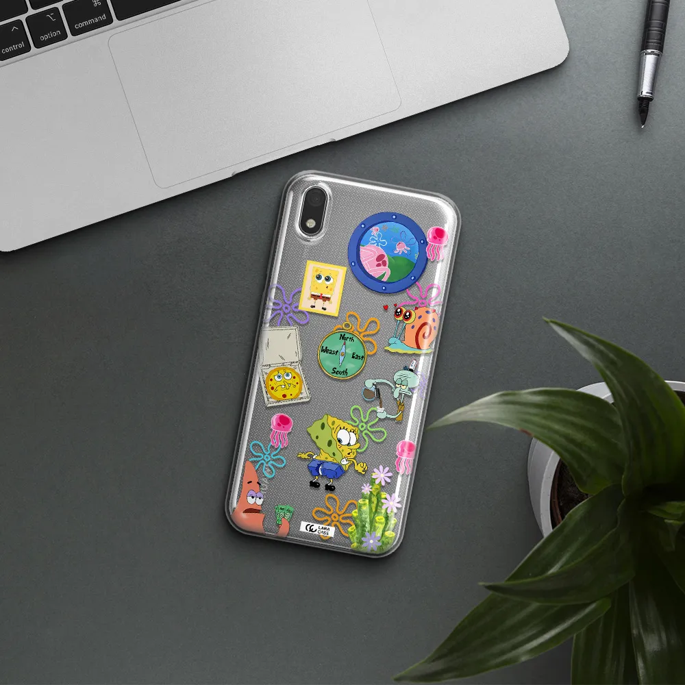 a collection of cartoon characters Huawei Honor 8S Clear TPU Case