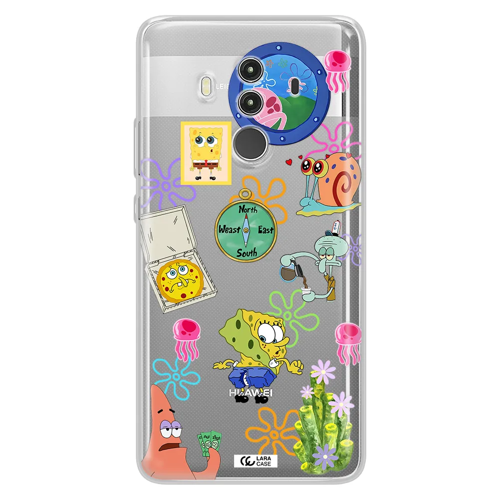 a collection of cartoon characters Huawei Mate 10 Clear TPU Case
