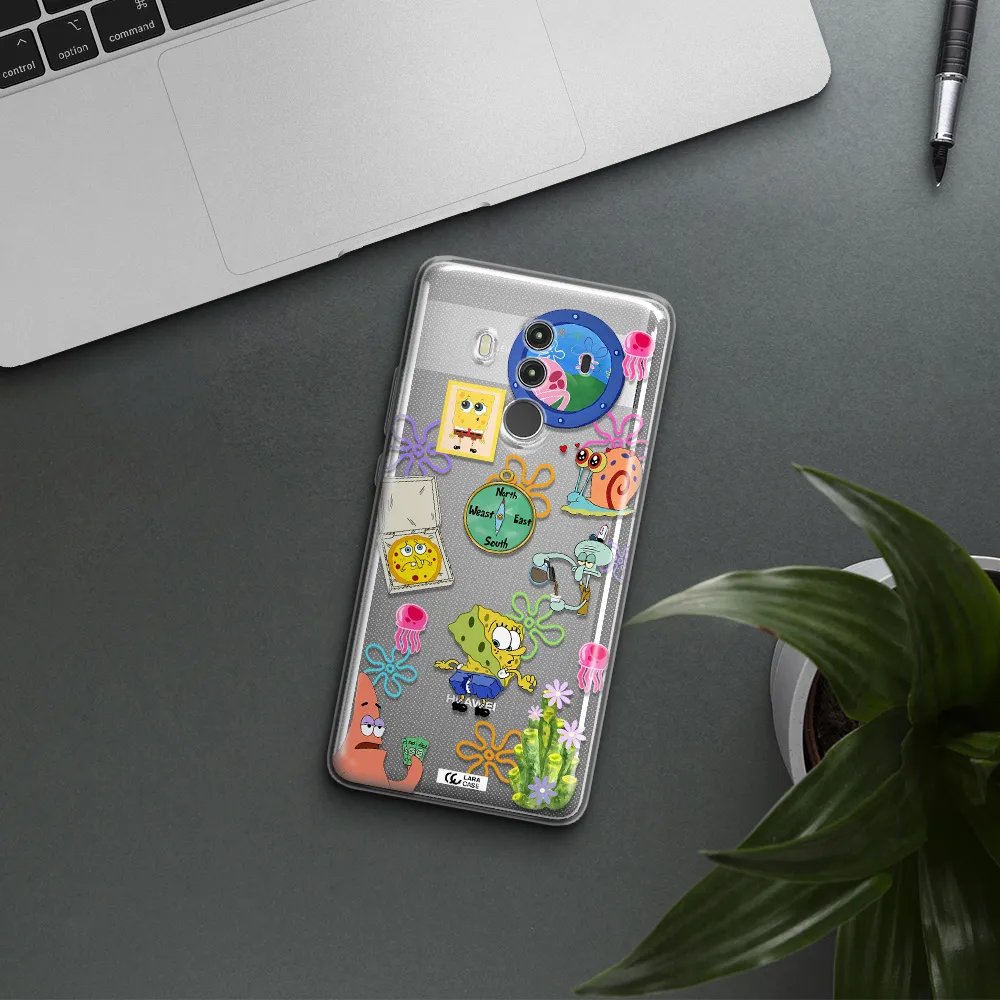 a collection of cartoon characters Huawei Mate 10 Clear TPU Case