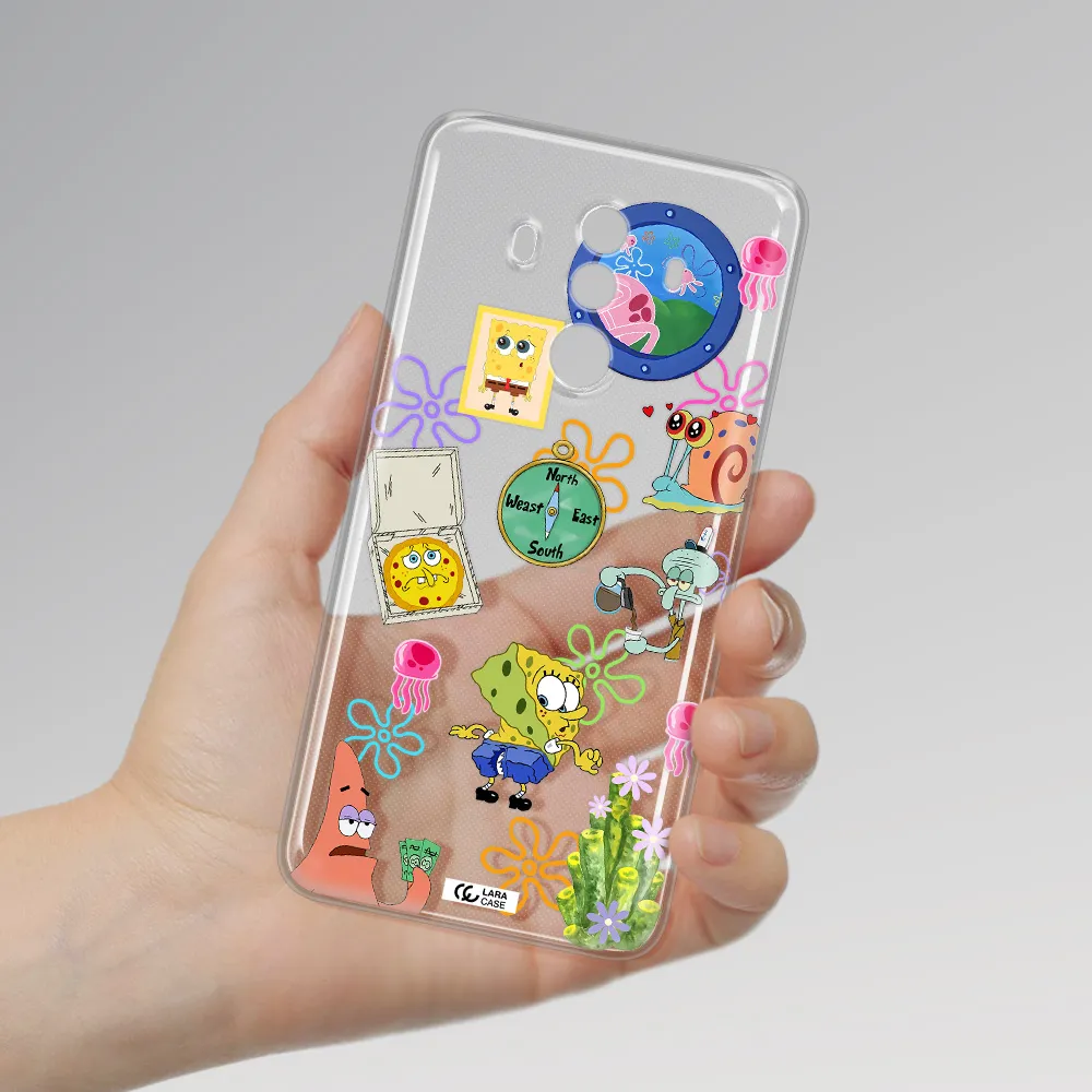 a collection of cartoon characters Huawei Mate 10 Pro Clear TPU Case