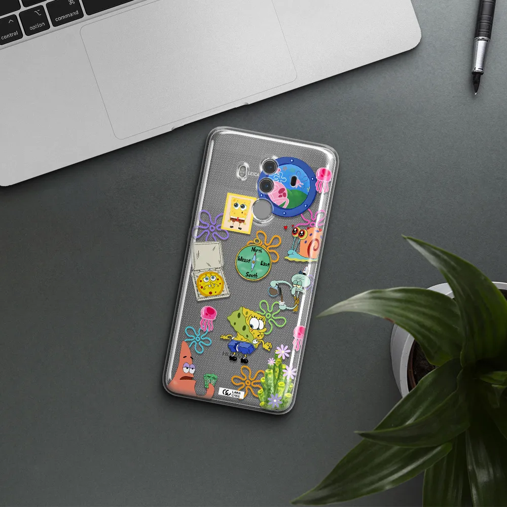 a collection of cartoon characters Huawei Mate 10 Pro Clear TPU Case