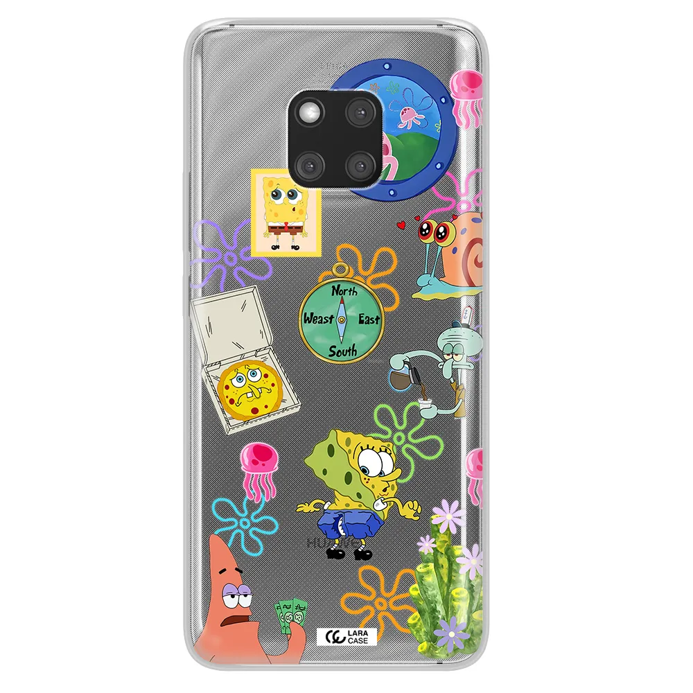 a collection of cartoon characters Huawei Mate 20 Pro Clear TPU Case