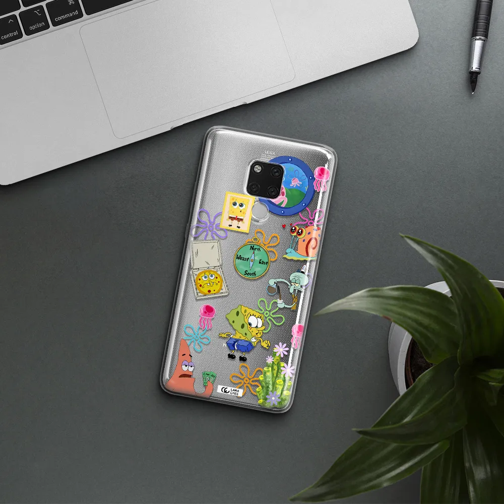 a collection of cartoon characters Huawei Mate 20X Clear TPU Case