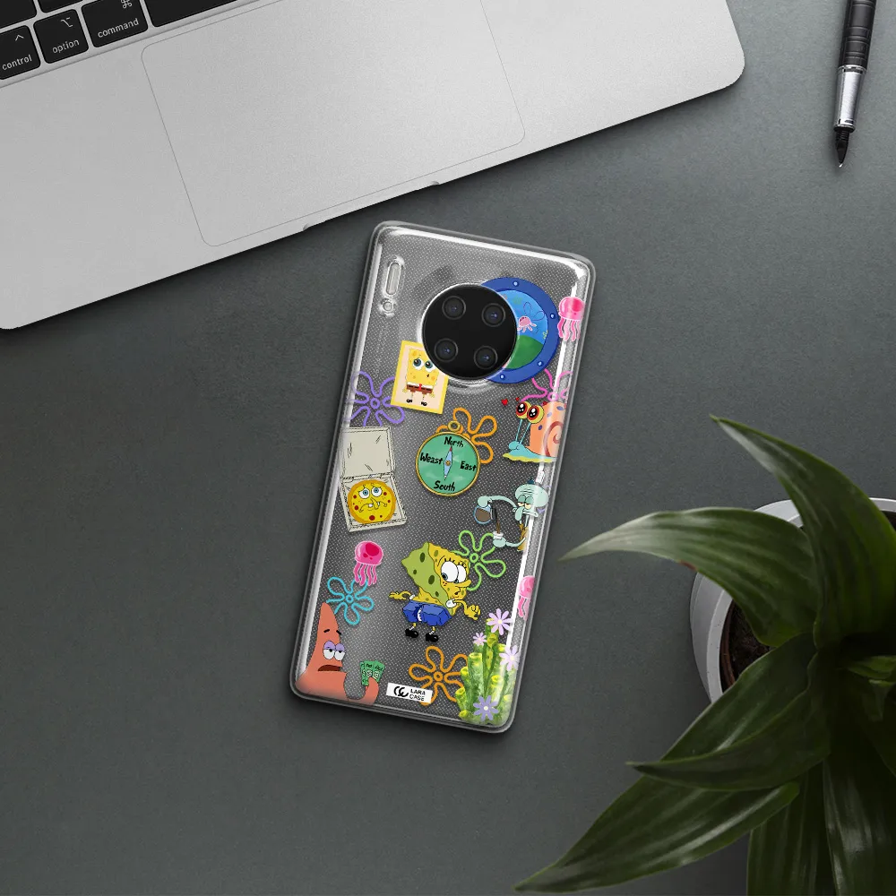 a collection of cartoon characters Huawei Mate 30 Pro Clear TPU Case