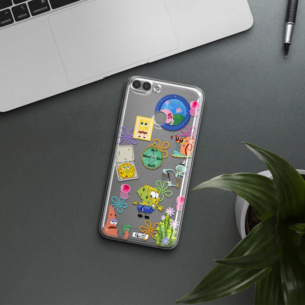 a collection of cartoon characters Huawei P Smart 2017 Clear TPU Case