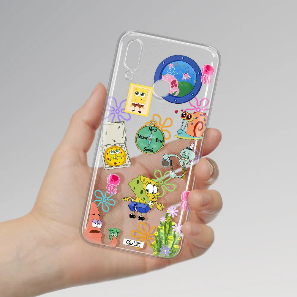 a collection of cartoon characters Huawei P Smart 2019 Clear TPU Case