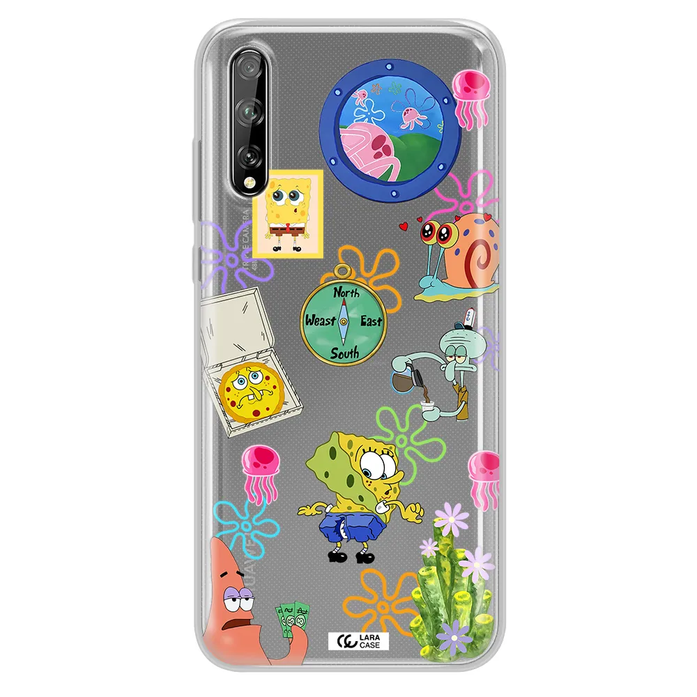 a collection of cartoon characters Huawei P Smart S Clear TPU Case