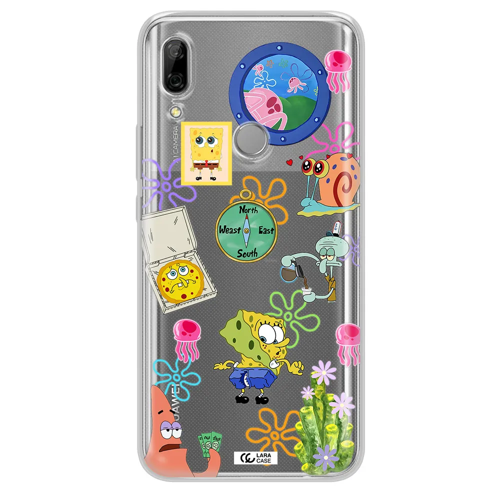 a collection of cartoon characters Huawei P Smart Z Clear TPU Case