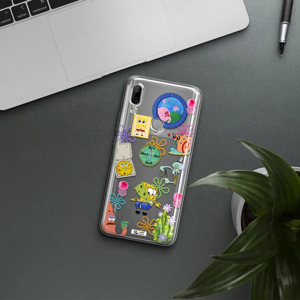 a collection of cartoon characters Huawei P Smart Z Clear TPU Case