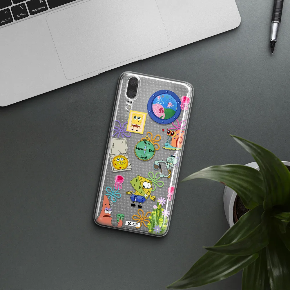 a collection of cartoon characters Huawei P20 Clear TPU Case