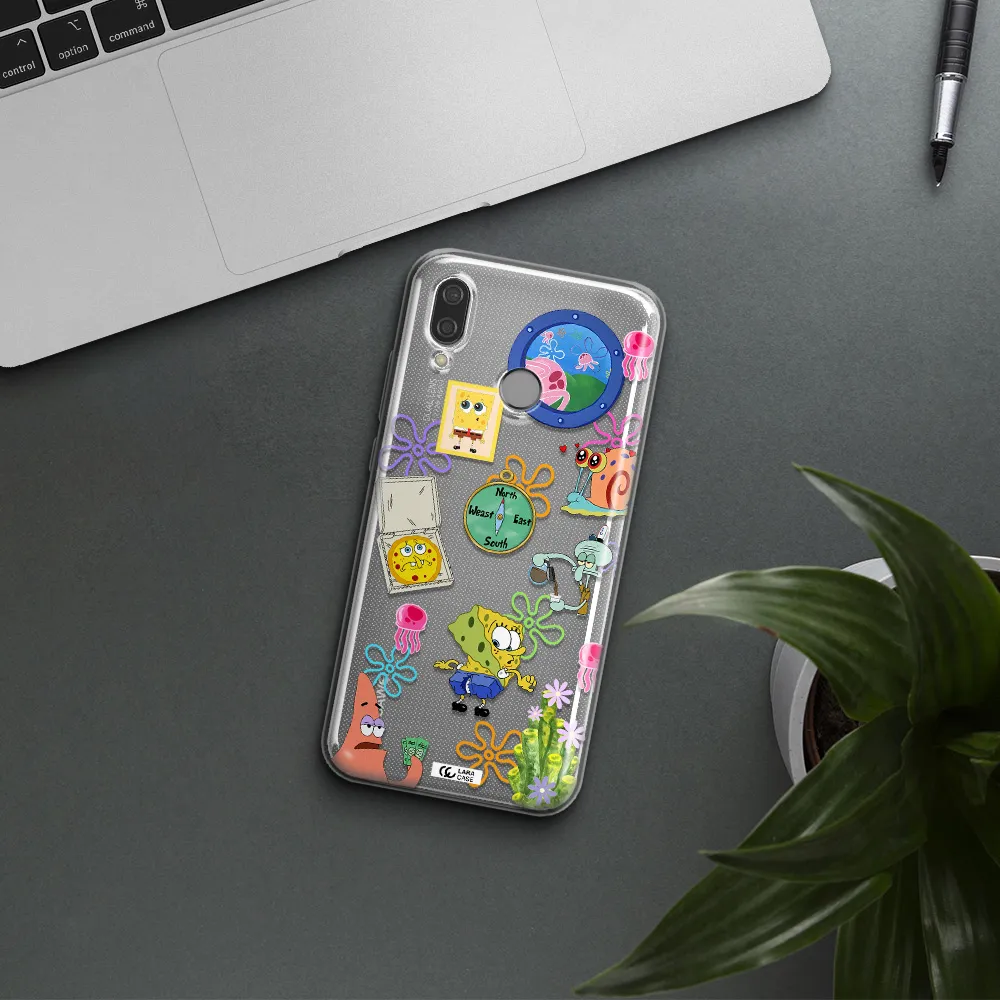 a collection of cartoon characters Huawei P20 Lite Clear TPU Case