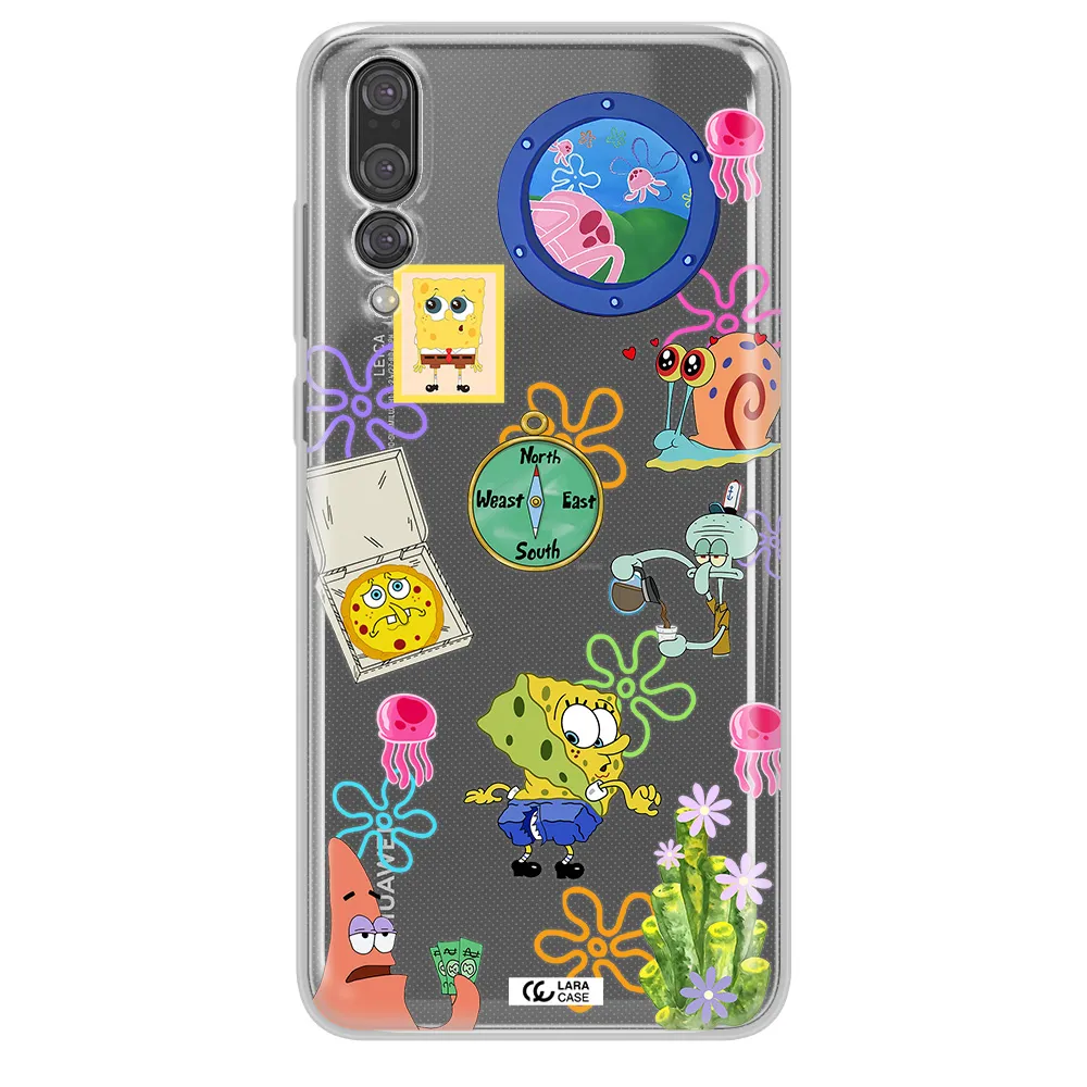 a collection of cartoon characters Huawei P20 Pro Clear TPU Case